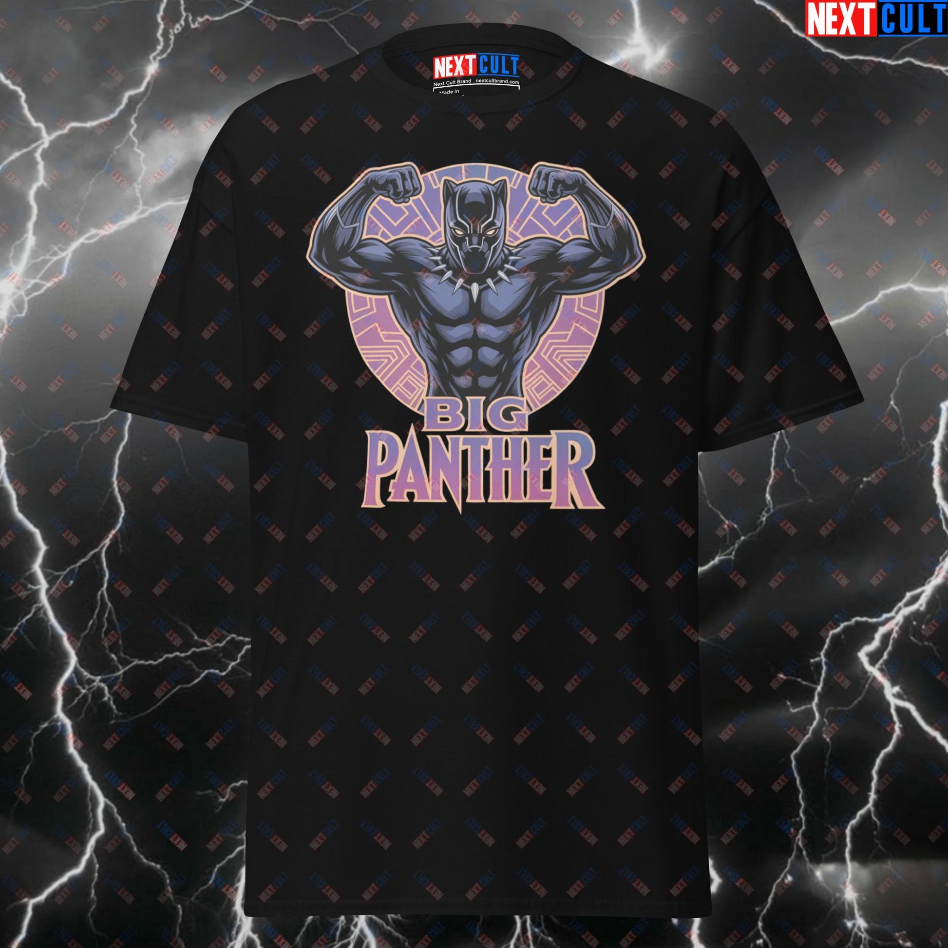 Big Panther Gym Hero T-Shirt - Funny Gym Meme Tee for Lifters & Bodybuilding - Superhero Pump Cover Workout Top T-shirts Avengers Black Panther Bodybuilding Films Fitness Gym Pump Cover Superheroes Workout Next Cult Brand