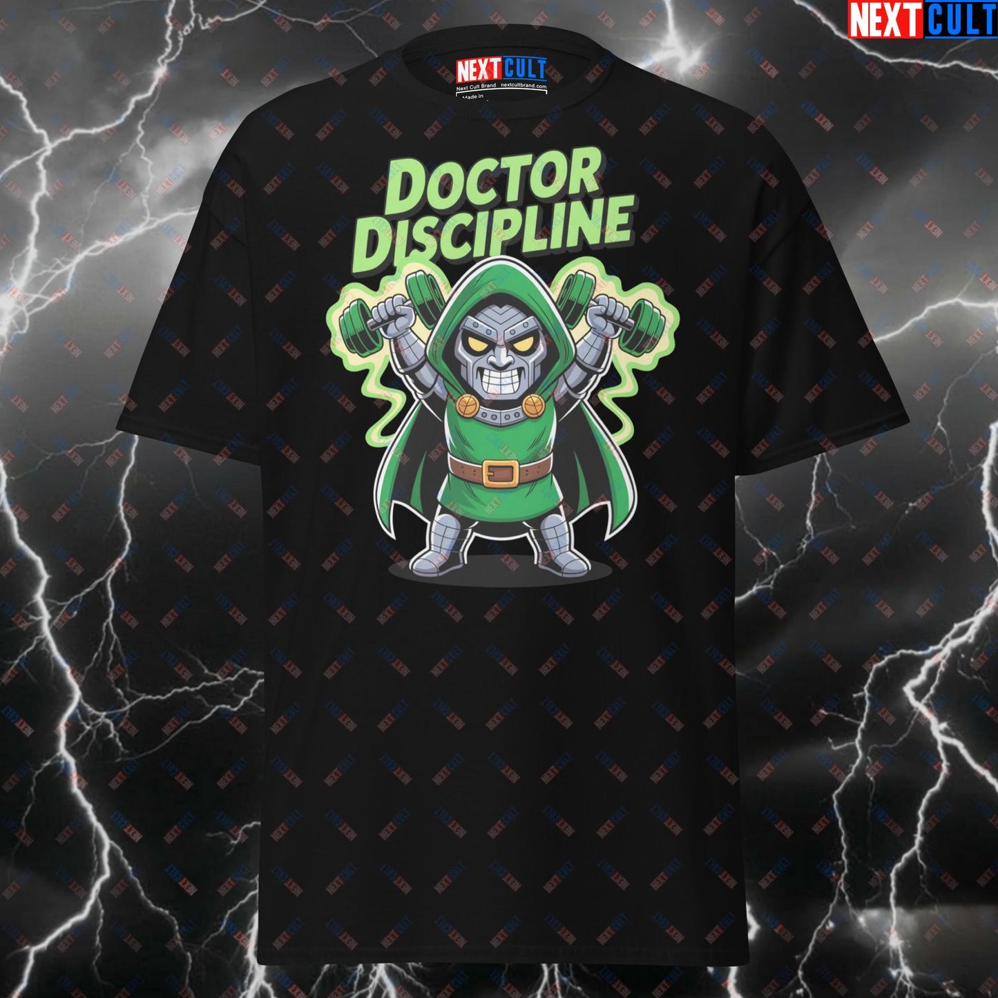 Doctor Discipline Gym Villain T-Shirt - Funny Gym Meme Tee for Lifters, Superhero Pump Cover, Workout & Gains Top T-shirts Bodybuilding Doctor Doom Films Fitness Gym Powerlifting Pump Cover Superheroes Workout Next Cult Brand