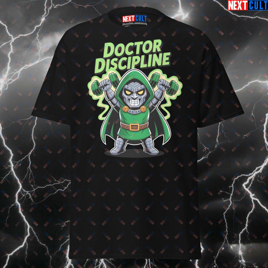 Doctor Discipline Gym Villain T-Shirt - Funny Gym Meme Tee for Lifters, Superhero Pump Cover, Workout & Gains Top T-shirts Bodybuilding Doctor Doom Films Fitness Gym Powerlifting Pump Cover Superheroes Workout Next Cult Brand