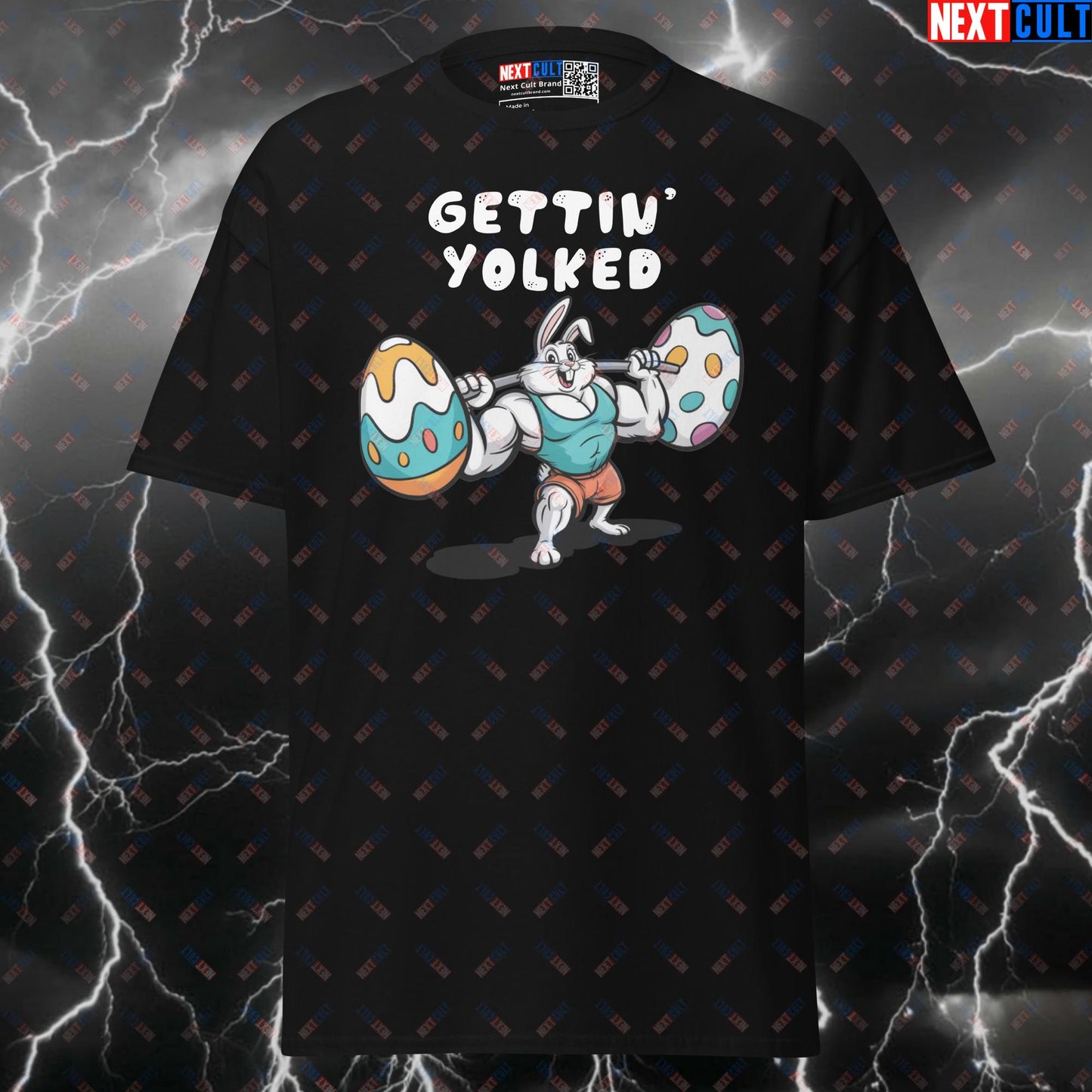 Gettin Yolked Funny Gym T-Shirt - Easter Bunny Bodybuilding Meme Pump Cover Tee T-shirts Bodybuilding Easter Fitness Gym Pump Cover Workout Next Cult Brand