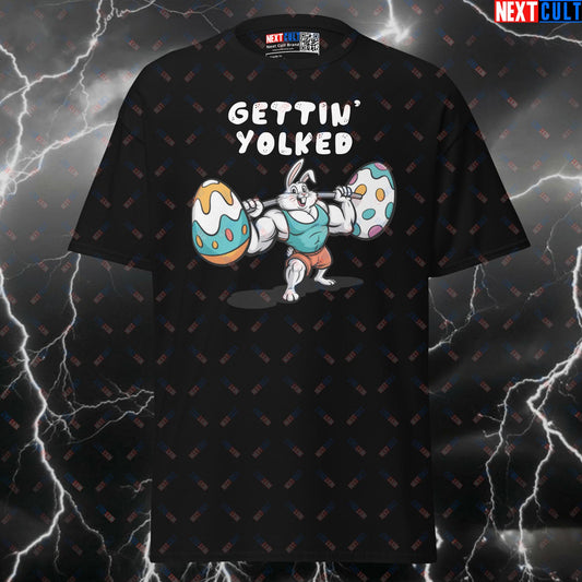 Gettin Yolked Funny Gym T-Shirt - Easter Bunny Bodybuilding Meme Pump Cover Tee T-shirts Bodybuilding Easter Fitness Gym Pump Cover Workout Next Cult Brand