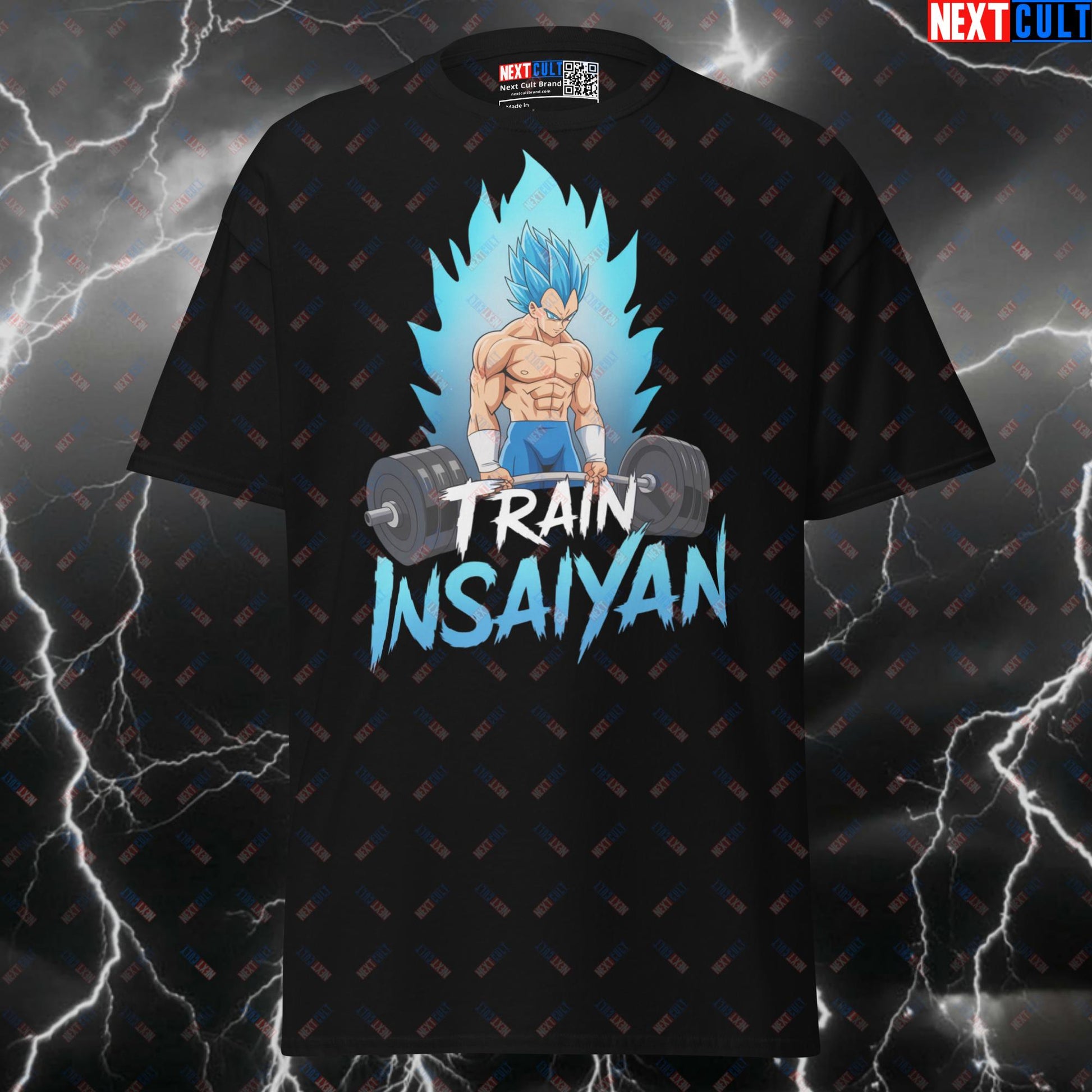 Train Insaiyan Funny Gym T-Shirt - Dragon Ball Z Anime Workout Tee & Pump Cover for Lifters T-shirts Anime Bodybuilding Dragon Ball Z Fitness Gym Powerlifting Pump Cover TV Workout Next Cult Brand