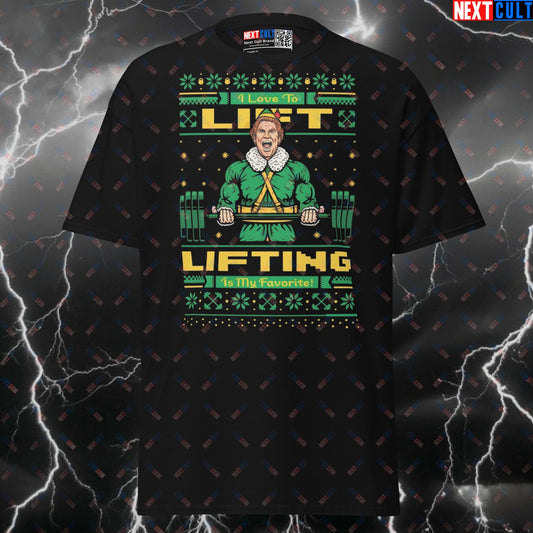 Funny Elf Christmas Gym T-Shirt | I Love To Lift Lifting Is My Favorite Workout Pump Cover Top T-shirts Bodybuilding Christmas Films Fitness Gym Powerlifting Pump Cover Workout Next Cult Brand