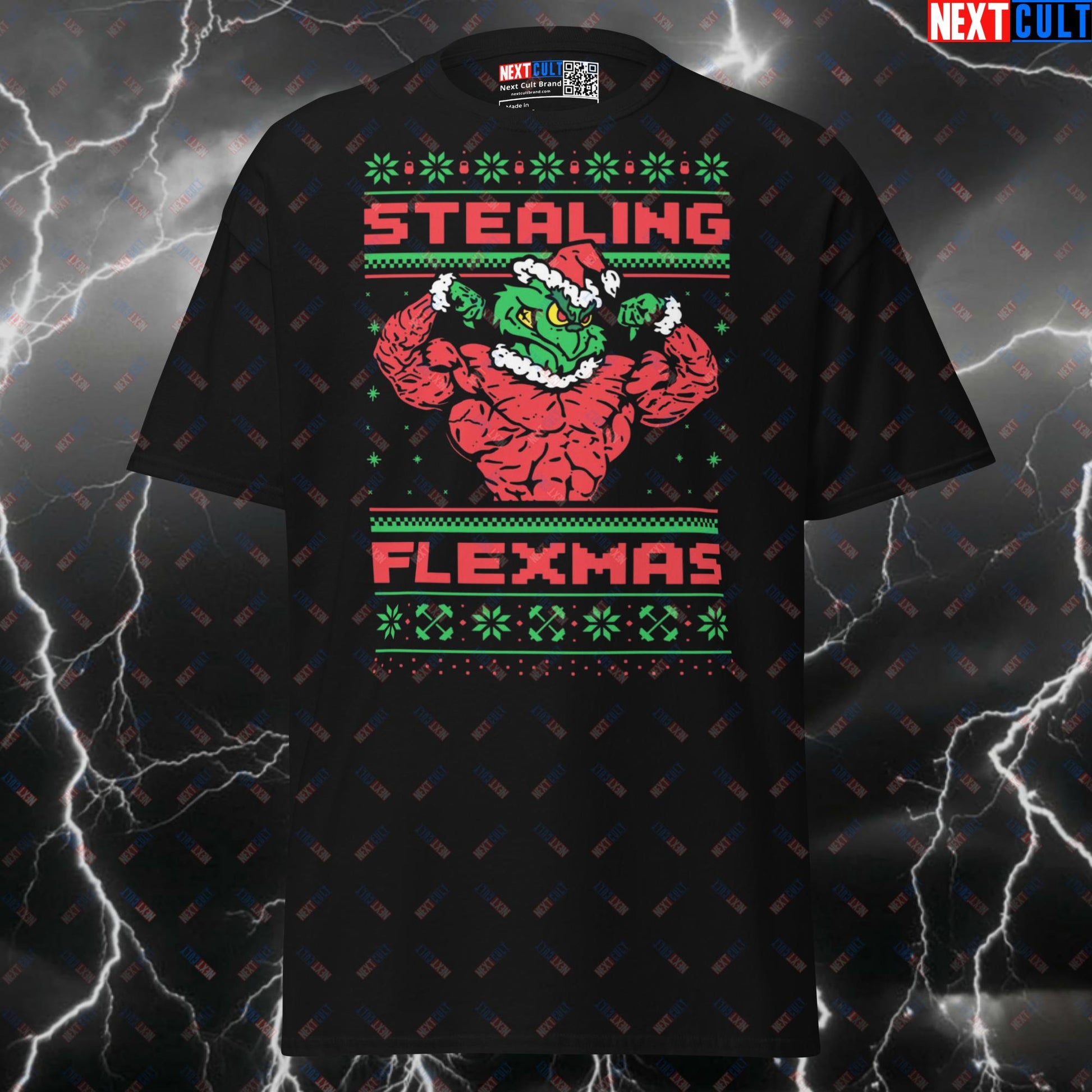 Stealing Flexmas Funny Gym T-Shirt | Grinch Workout Meme Tee & Bodybuilding Pump Cover Top T-shirts Bodybuilding Christmas Films Fitness Gym Pump Cover Workout Next Cult Brand