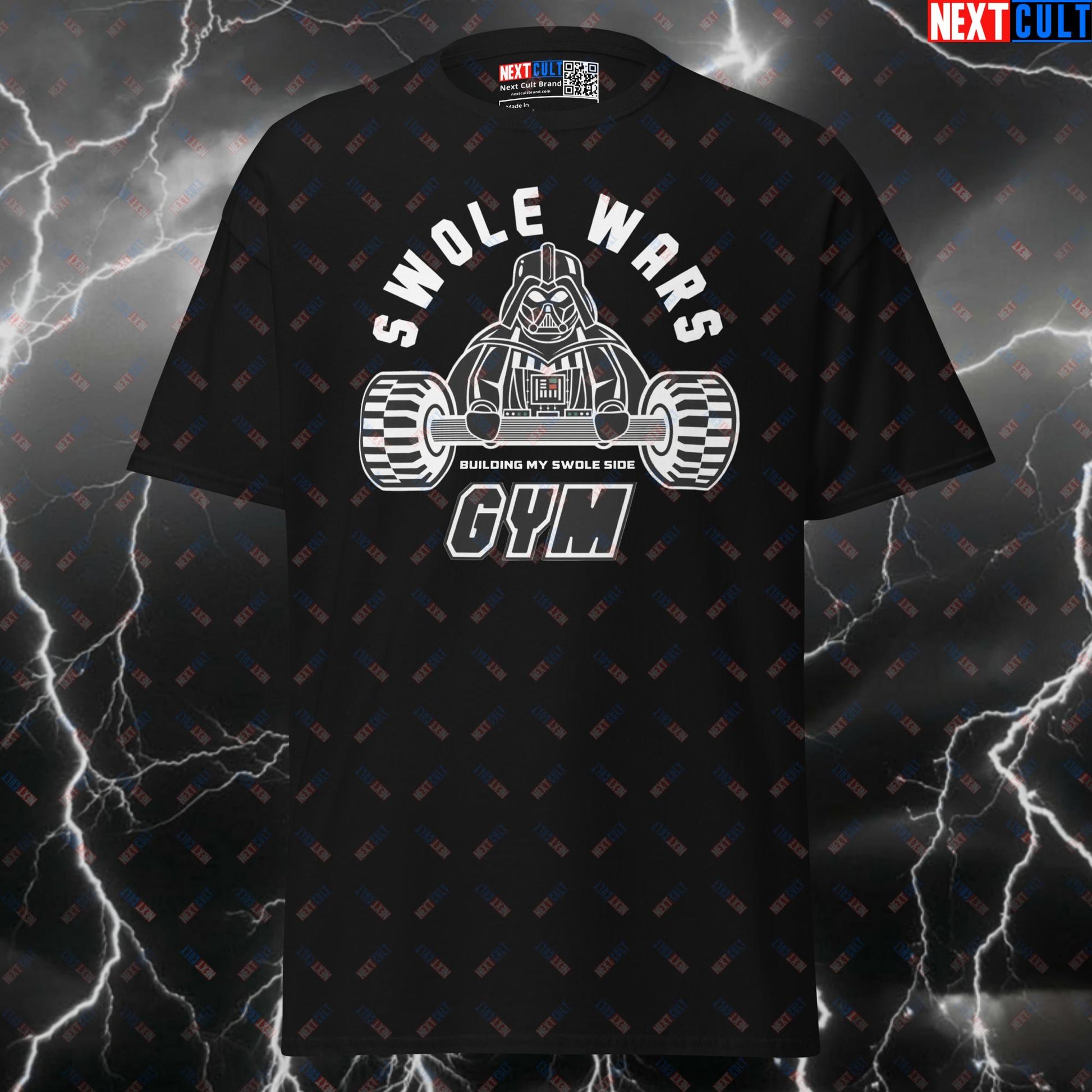 Swole Wars Gym Meme Tee - Funny LEGO Darth Vader Pump Cover Top for Lifters & Gymbros T-shirts Bodybuilding Darth Vader Films Fitness Gym LEGO Powerlifting Pump Cover Star Wars Workout Next Cult Brand