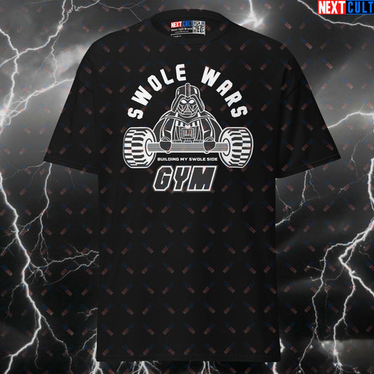 Swole Wars Gym Meme Tee - Funny LEGO Darth Vader Pump Cover Top for Lifters & Gymbros T-shirts Bodybuilding Darth Vader Films Fitness Gym LEGO Powerlifting Pump Cover Star Wars Workout Next Cult Brand