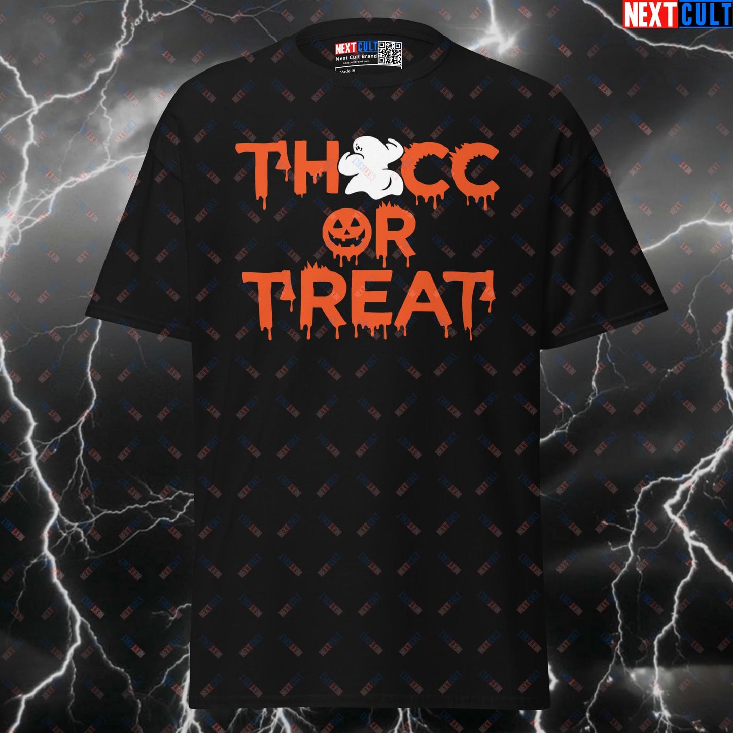 Thicc or Treat Funny Gym T-Shirt - Booty Ghost Halloween Pump Cover Top for Lifters T-shirts Bodybuilding Fitness Gym Halloween Leg Day Pump Cover Workout Next Cult Brand