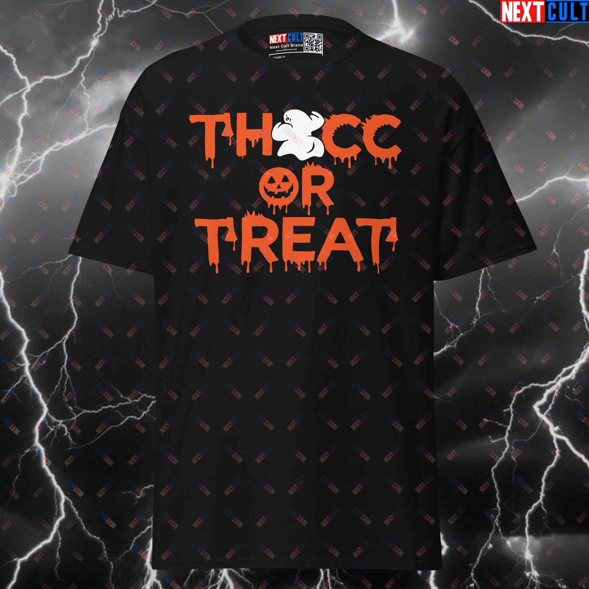 Thicc or Treat Funny Gym T-Shirt - Booty Ghost Halloween Pump Cover Top for Lifters T-shirts Bodybuilding Fitness Gym Halloween Leg Day Pump Cover Workout Next Cult Brand
