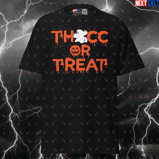 Thicc or Treat Funny Gym T-Shirt - Booty Ghost Halloween Pump Cover Top for Lifters T-shirts Bodybuilding Fitness Gym Halloween Leg Day Pump Cover Workout Next Cult Brand