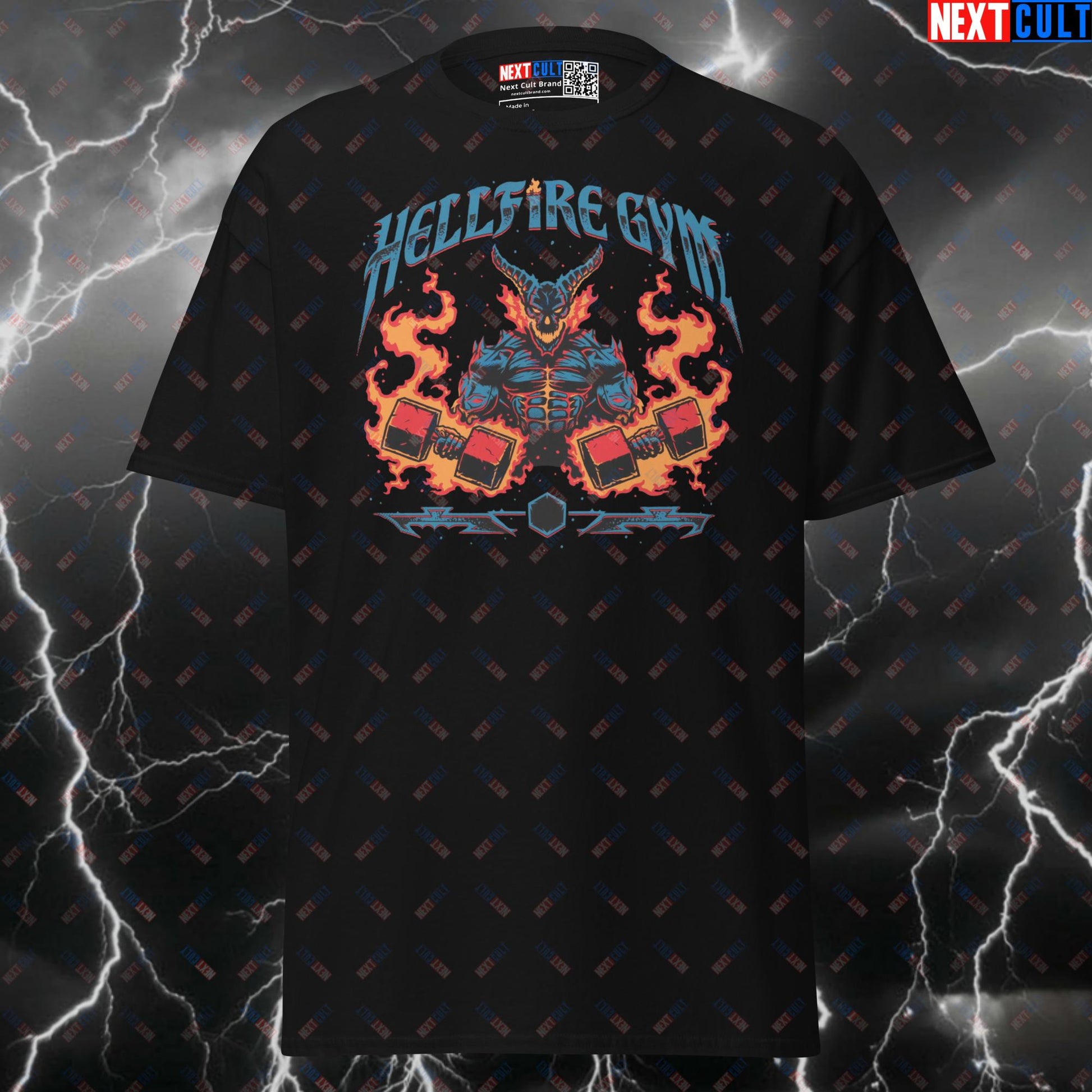 Stranger Things Hellfire Gym Shirt | Funny Gym Meme Tee | Halloween & Workout Pump Cover Top T-shirts Bodybuilding Fitness Gym Halloween Pump Cover Stranger Things TV Workout Next Cult Brand