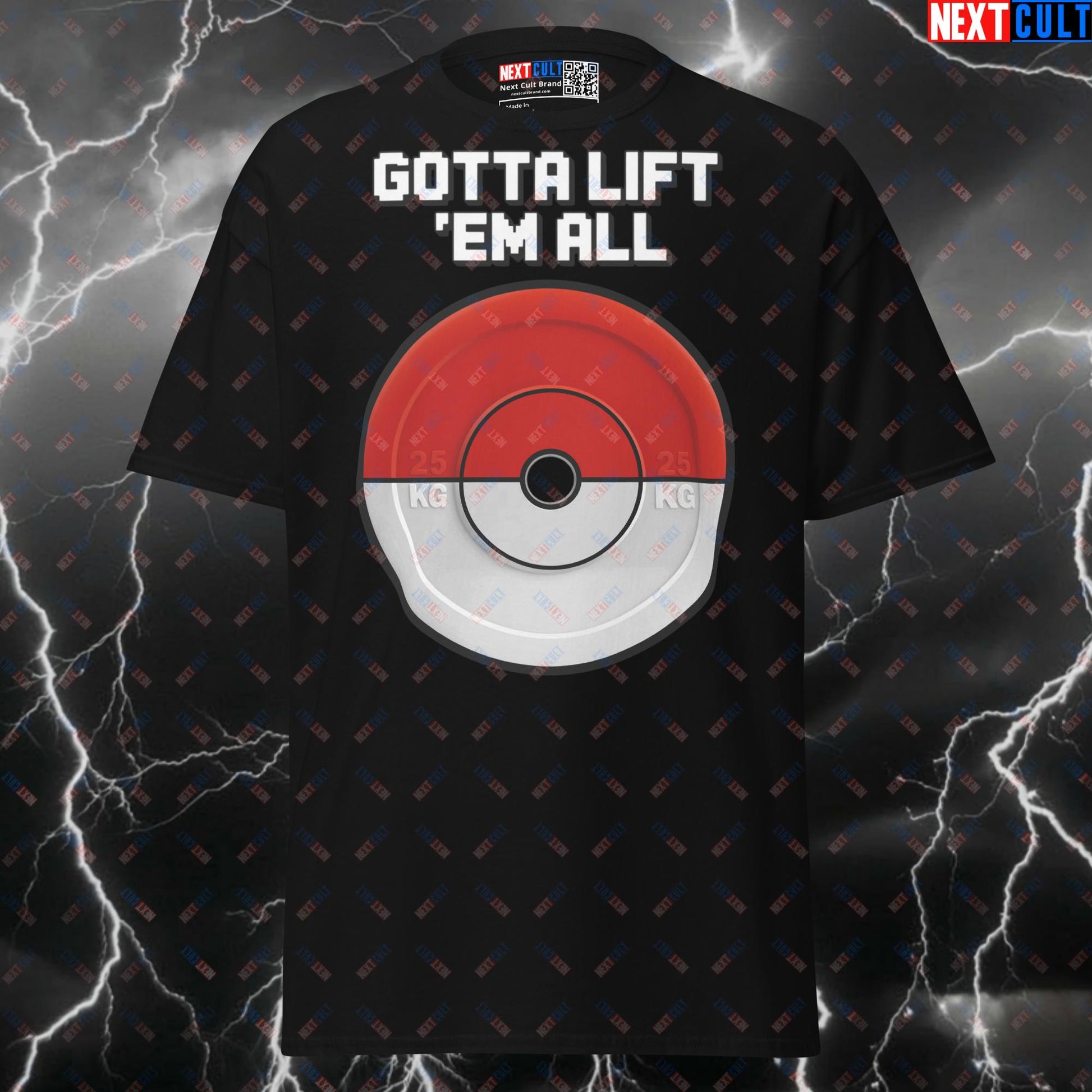 Gotta Lift 'Em All Funny Gym Shirt - Pokemon Weights Meme Tee for Gymbros & Pump Cover T-shirts Anime Bodybuilding Fitness Gym Pokemon Powerlifting Pump Cover TV Video Games Workout Next Cult Brand