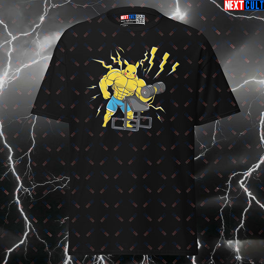 Lightning Curls Pikachu Gym Meme Tee - Funny Pokemon Workout Shirt & Pump Cover for Lifters Next Cult Brand