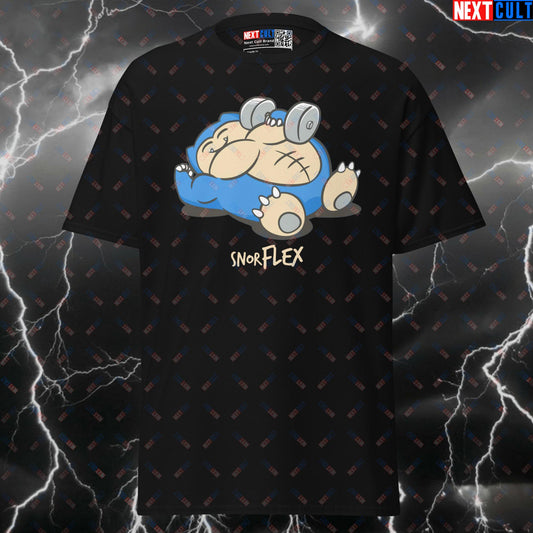 Snorflex Funny Gym T-Shirt | Pokemon Pump Cover Tee for Gains & Anime Workout Shirts T-shirts Anime Bodybuilding Fitness Gym Pokemon Pump Cover TV Video Games Workout Next Cult Brand