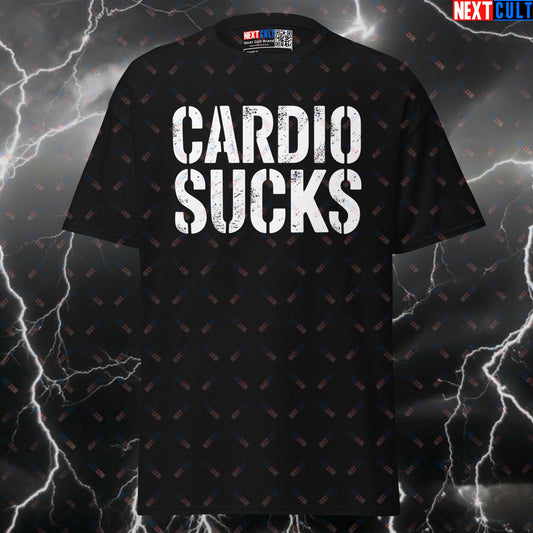 Cardio Sucks Funny Gym Shirt | Meme Workout Tee for Lifters & Gymbros | Pump Cover Top T-shirts Bodybuilding Cardio Fitness Gym Pump Cover Workout Next Cult Brand