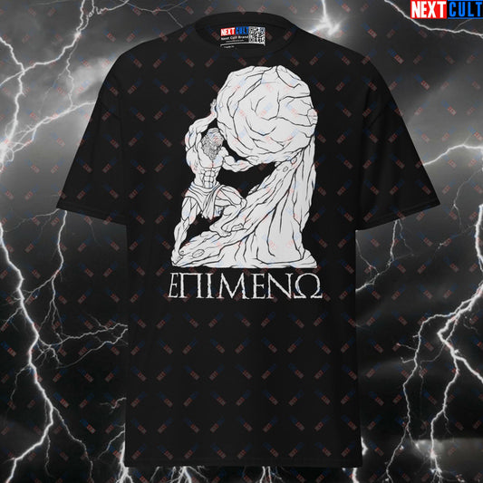 Sisyphus Gains Funny Gym Shirt | Persevere Pump Cover Tee for Lifters & Greek Mythology Fans T-shirts Ancient Greece Bodybuilding Fitness Gym Pump Cover Strongman Workout Next Cult Brand