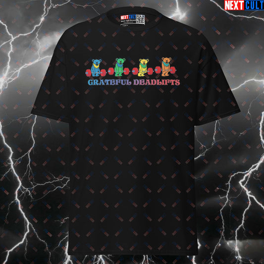 Grateful Deadlifts Funny Gym Shirt | Lifting Bears Meme Tee | Fitness Pump Cover Top T-shirts Bodybuilding Fitness Grateful Dead Gym Leg Day Powerlifting Pump Cover Rock Music Workout Next Cult Brand