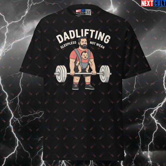Superdad Gym Meme Tee: Funny Dadlifting Pump Cover Shirt for Sleepless Not Weak Lifters T-shirts Bodybuilding Father's Day Fitness Gym Powerlifting Pump Cover Workout Next Cult Brand