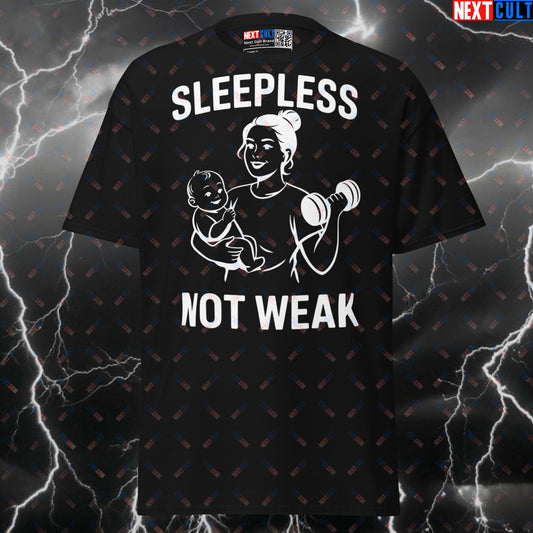 Funny Momlifting Gym Meme Tee - Sleepless Not Weak Supermom Pump Cover Top for Mother's Day Fitness T-shirts Bodybuilding Fitness Gym Mother's Day Powerlifting Pump Cover Workout Next Cult Brand