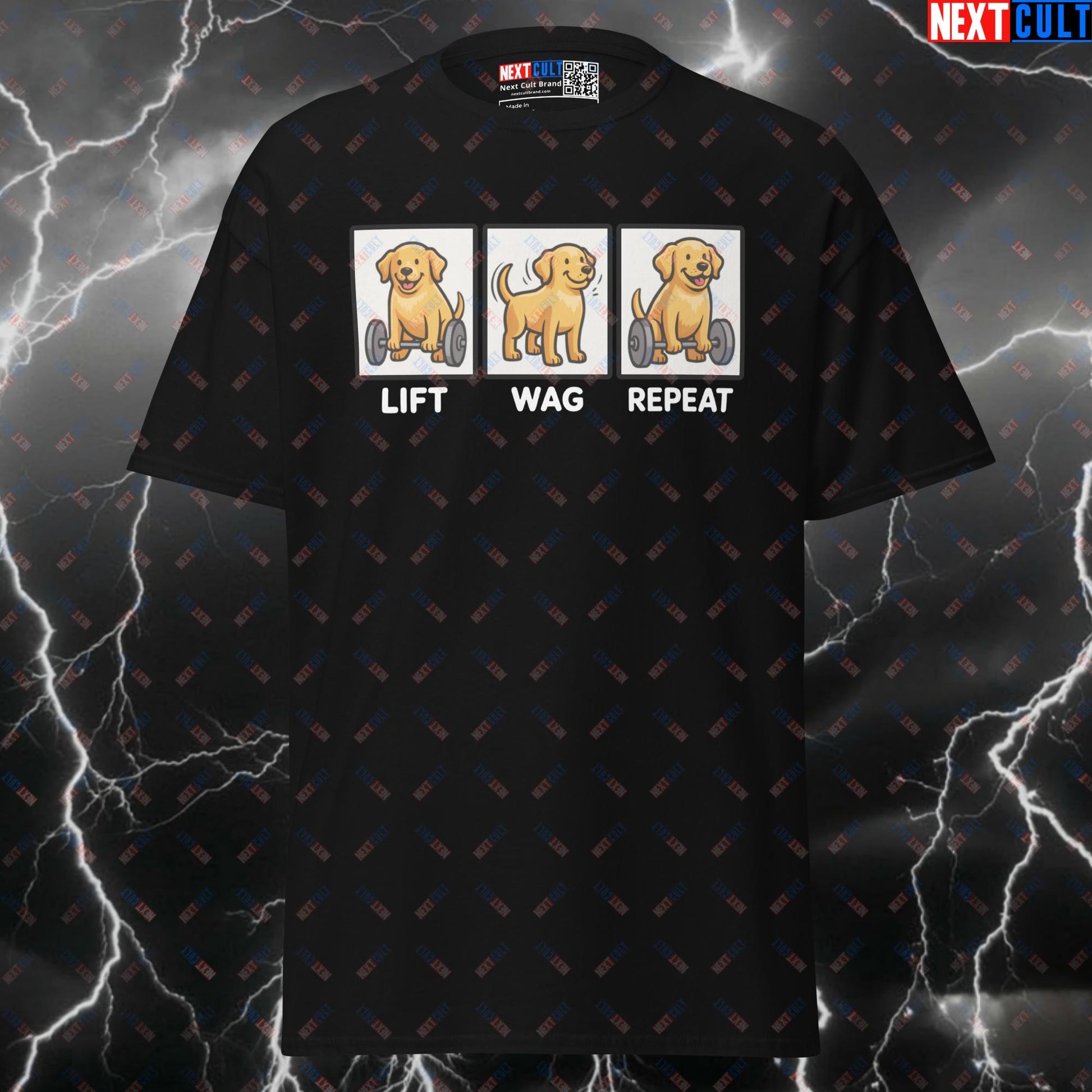 Lift Wag Repeat Funny Gym Shirt - Gym Dog Meme Graphic Tee for Lifters & Pump Cover Top Next Cult Brand