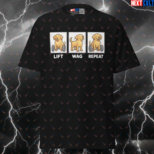 Lift Wag Repeat Funny Gym Shirt - Gym Dog Meme Graphic Tee for Lifters & Pump Cover Top Next Cult Brand