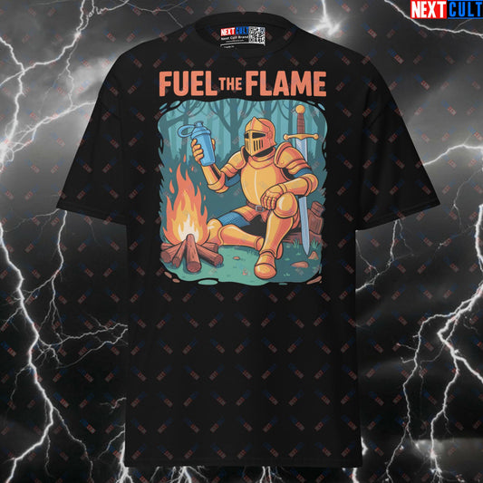 Fuel The Flame Gym Knight Funny Gym Shirt | Graphic Tee for Lifters & Bodybuilding Meme Pump Cover T-shirts Fitness Gym Pump Cover Workout Next Cult Brand