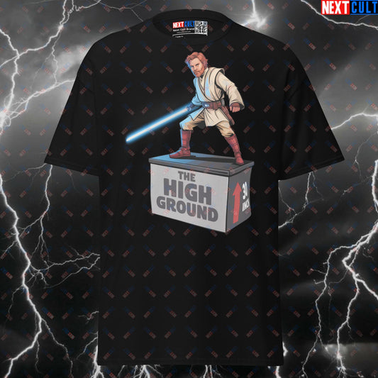 Funny Gym Meme T-Shirt: Obi-Wan's High Ground Box Jumps Pump Cover Tee for Lifters T-shirts Bodybuilding Films Fitness Functional Fitness Gym Pump Cover Star Wars Workout Next Cult Brand