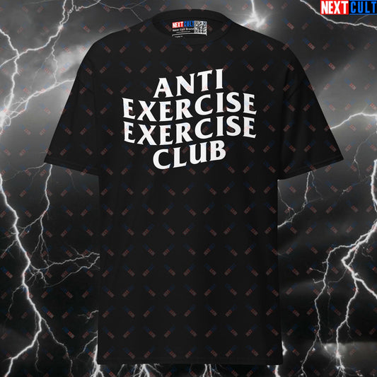 Anti Exercise Exercise Club Funny Gym Shirt | Meme Workout Tee & Pump Cover Top for Lifters T-shirts Bodybuilding Cardio Fitness Gym Powerlifting Pump Cover Workout Next Cult Brand