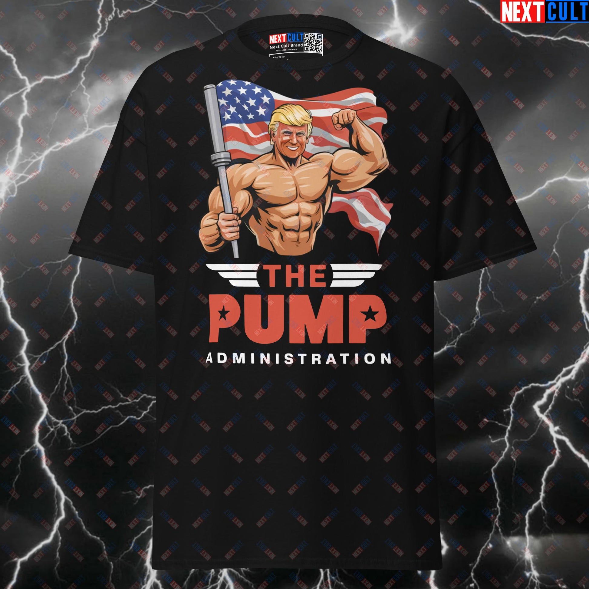 The Pump Administration Donald Pump Make America Lift Again Funny Gym T-Shirt | Meme Workout Tee T-shirts Bodybuilding Donald Trump Fitness Gym Powerlifting Pump Cover Workout Next Cult Brand
