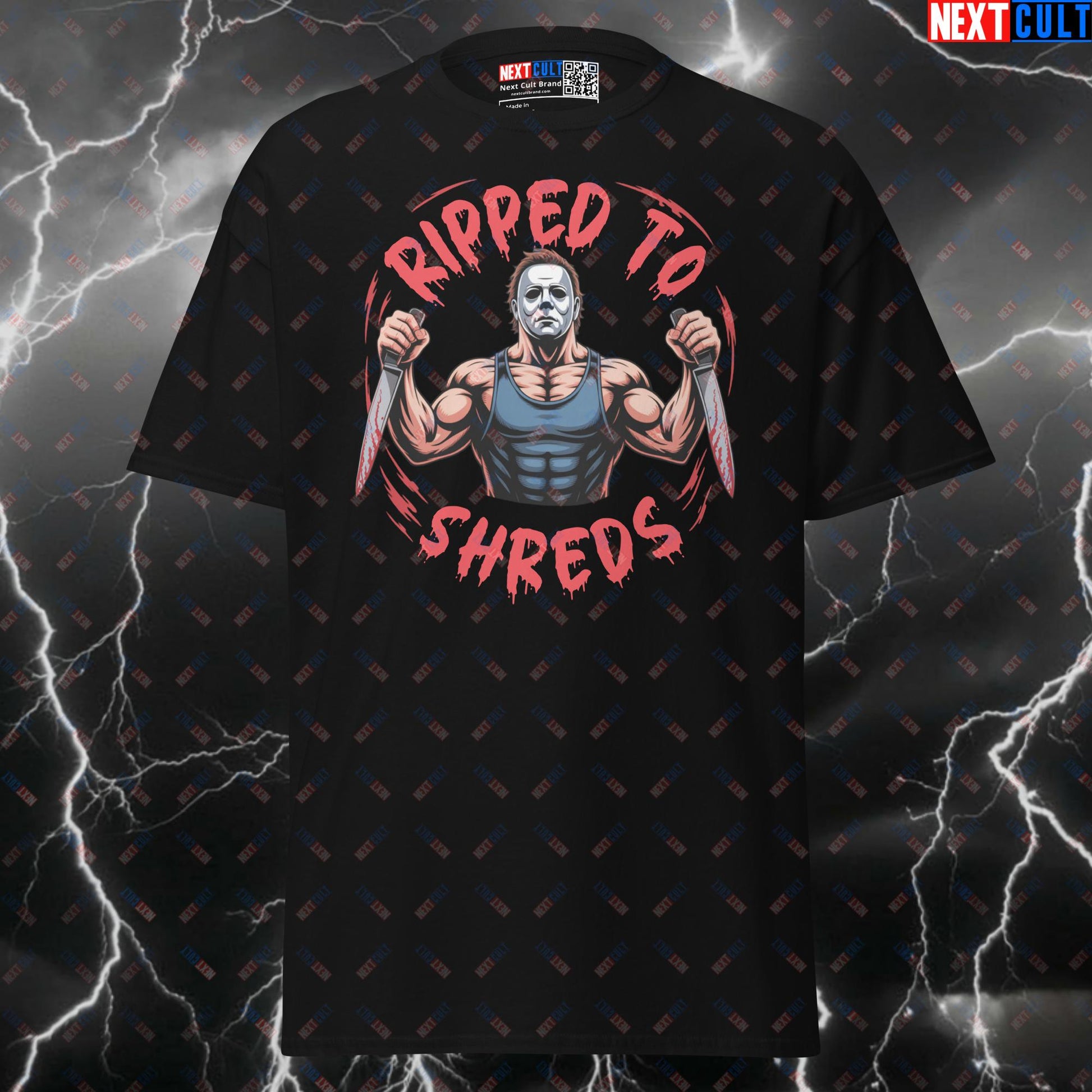 Michael Myers Funny Gym Shirt - Ripped To Shreds Horror Meme Pump Cover Tee for Lifters & Gymbros Next Cult Brand