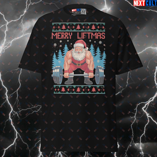 Merry Liftmas Funny Gym Shirt | Swole Santa Claus Fitness Meme Tee | Graphic Pump Cover Top T-shirts Bodybuilding Christmas Fitness Gym Powerlifting Pump Cover Workout Next Cult Brand