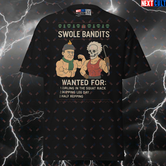 Swole Bandits Home Alone Gym Meme Shirt - Funny Christmas Fitmas Pump Cover Tee for Lifters T-shirts Bodybuilding Christmas Films Fitness Gym Pump Cover Workout Next Cult Brand