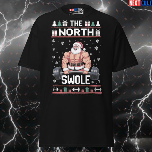 The North Swole Christmas Pump Cover - Funny Santa Claus Gym Meme Tee for Liftmas & Gains T-shirts Bodybuilding Christmas Fitness Gym Powerlifting Pump Cover Workout Next Cult Brand