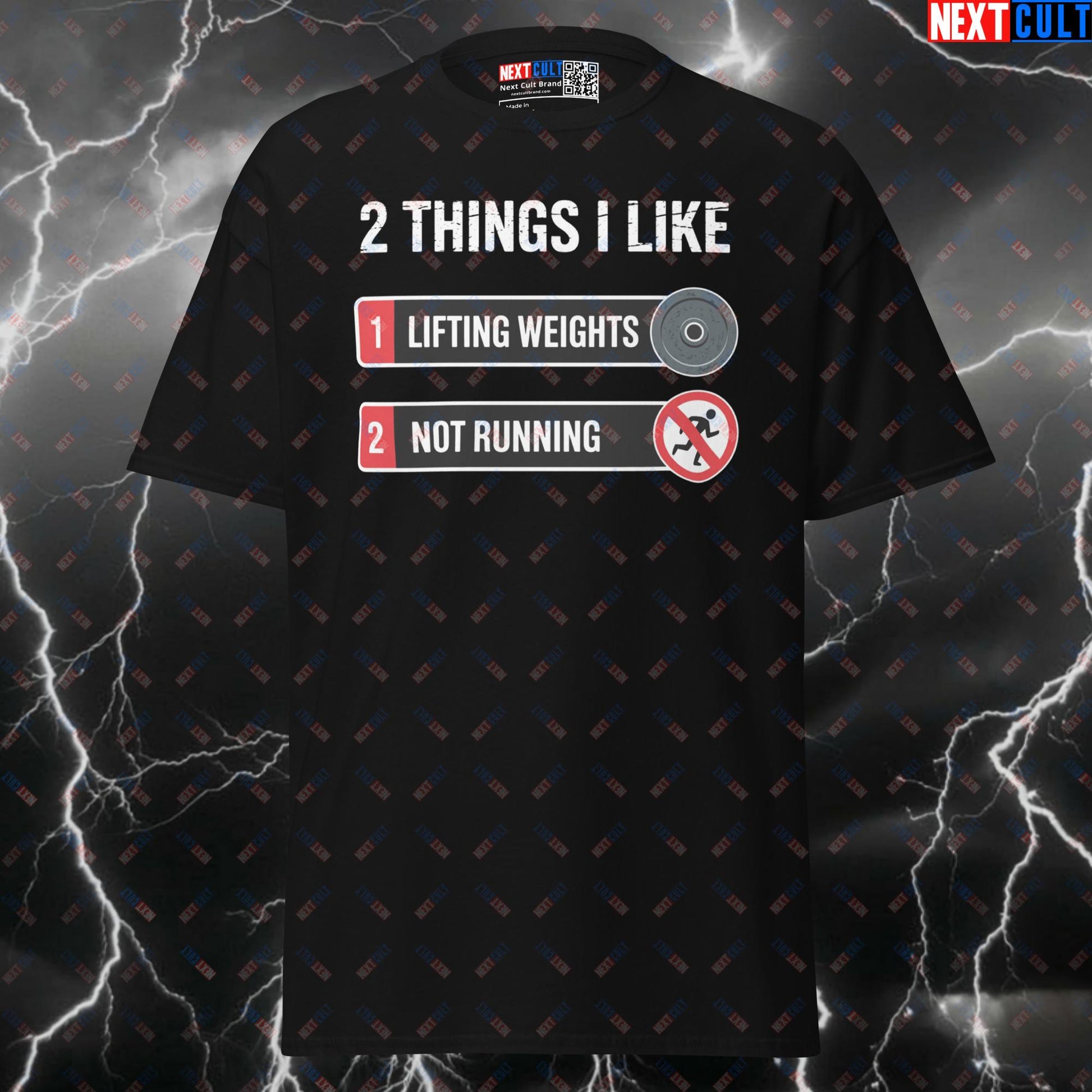Funny Gym Meme Shirt - Two Things I Like Lifting Weights Not Running Graphic Tee Pump Cover T-shirts Bodybuilding Cardio Fitness Gym Powerlifting Pump Cover Workout Next Cult Brand