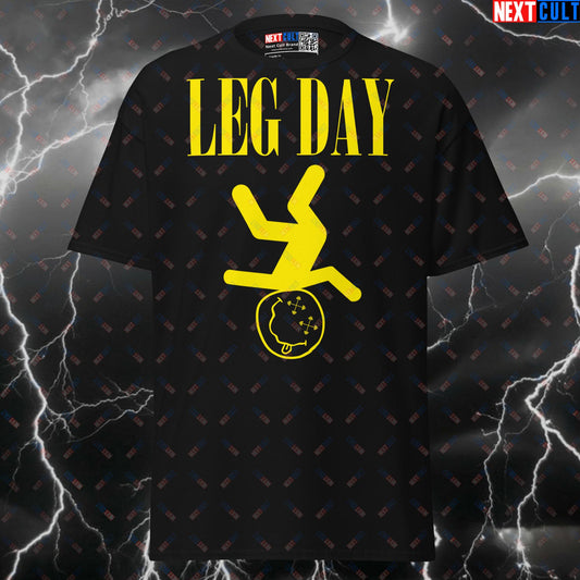 Leg Day Gym Fails Funny Grunge Graphic Tee | Nirvana Style Pump Cover Workout T-Shirt for Lifters T-shirts Bodybuilding Fitness Gym Leg Day Nirvana Powerlifting Pump Cover Rock Music Workout Next Cult Brand