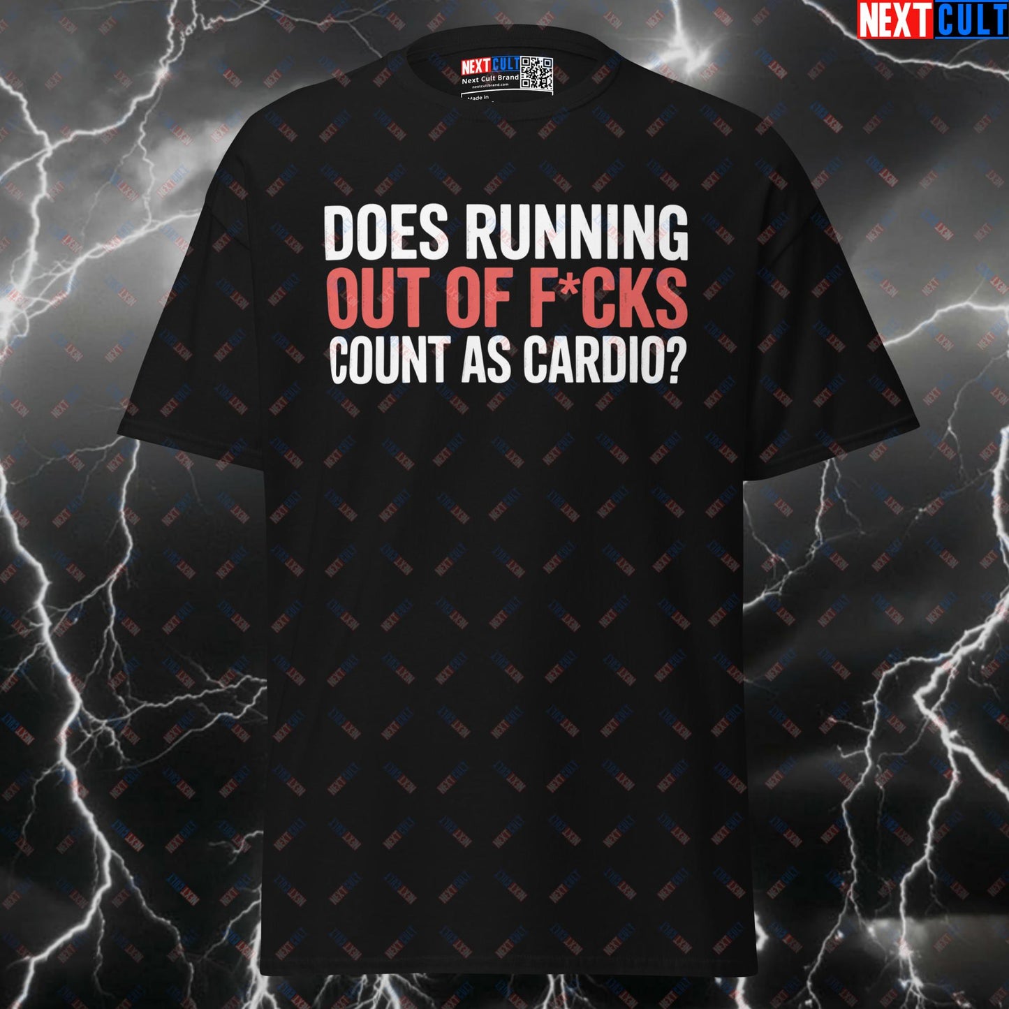 Funny Gym Shirt: Does Running Out Of F*cks Count As Cardio? Graphic Tee for Lifters & Gymbros T-shirts Bodybuilding Cardio Fitness Gym Pump Cover Workout Next Cult Brand