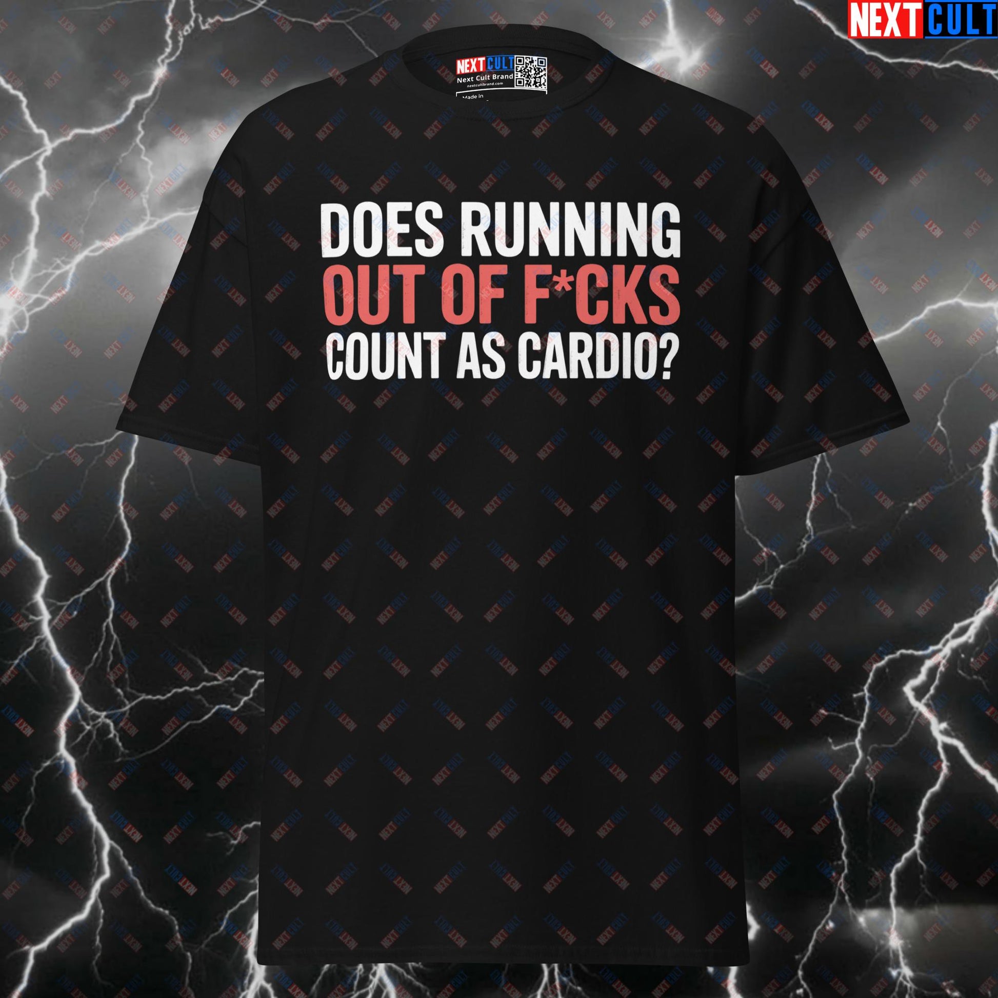 Funny Gym Shirt: Does Running Out Of F*cks Count As Cardio? Graphic Tee for Lifters & Gymbros T-shirts Bodybuilding Cardio Fitness Gym Pump Cover Workout Next Cult Brand
