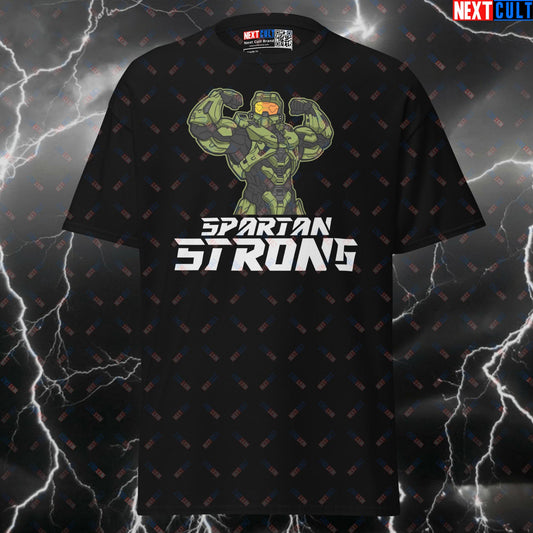 Spartan Strong Halo Funny Gym Shirt - Video Game Meme Tee for Lifters & Gymbros Pump Cover Top T-shirts Bodybuilding Fitness Gym Halo Pump Cover Video Games Workout Next Cult Brand