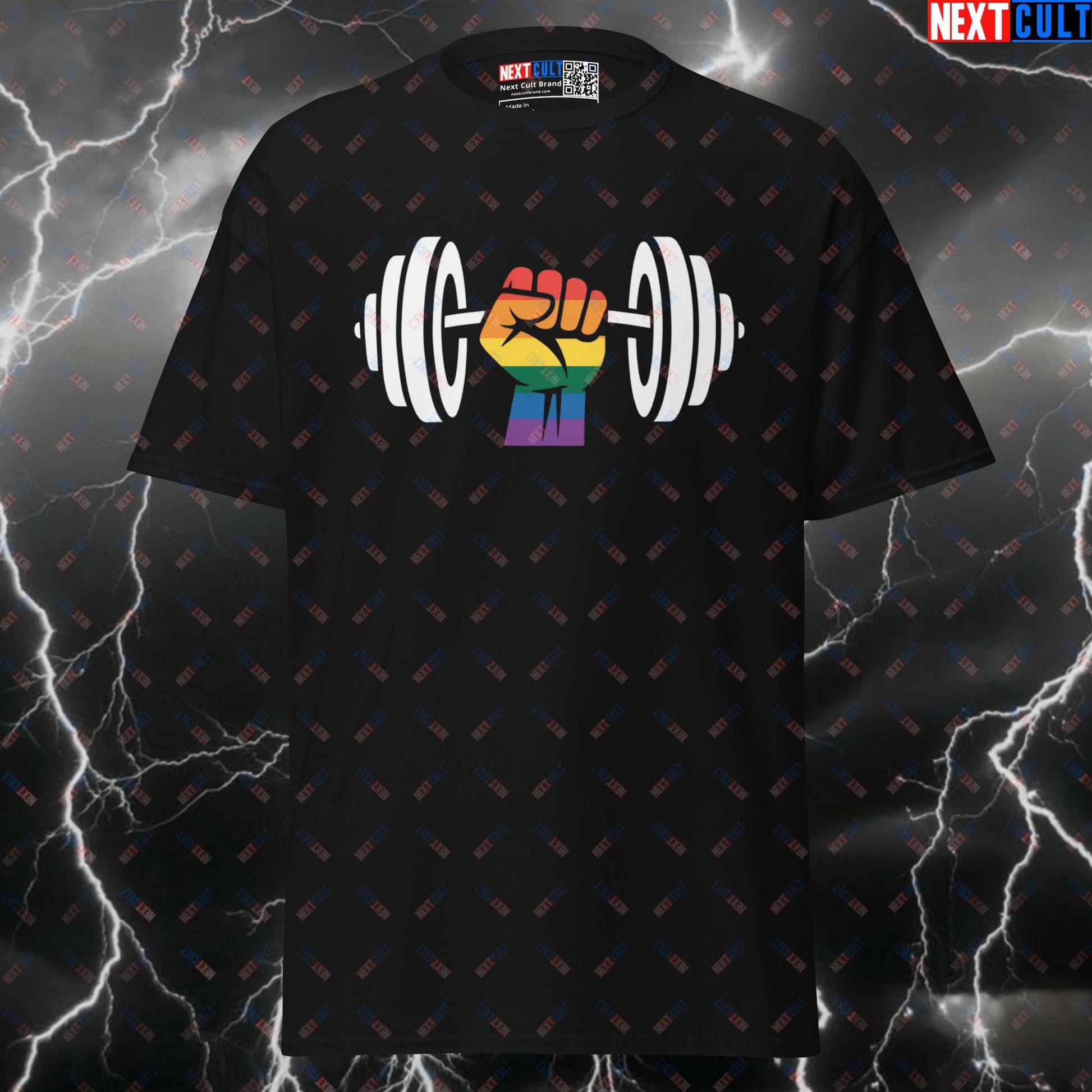 Rainbow Dumbbell Pride Funny Gym Shirt - LGBTQ+ Fitness Meme Tee & Pump Cover Top T-shirts Bodybuilding Fitness Gym LGBTQ+ Powerlifting Pump Cover Workout Next Cult Brand