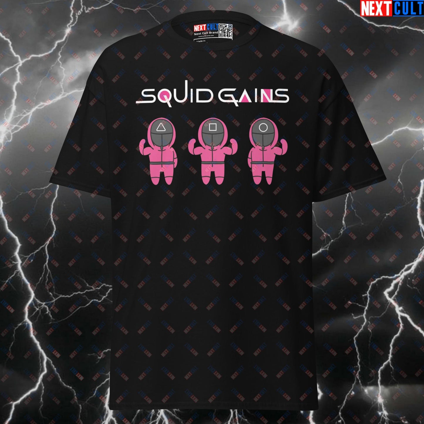 Squid Gains Funny Gym T-Shirt - Meme Workout Tee & Pump Cover for Lifters T-shirts Bodybuilding Fitness Gym Pump Cover Squid Game TV Workout Next Cult Brand