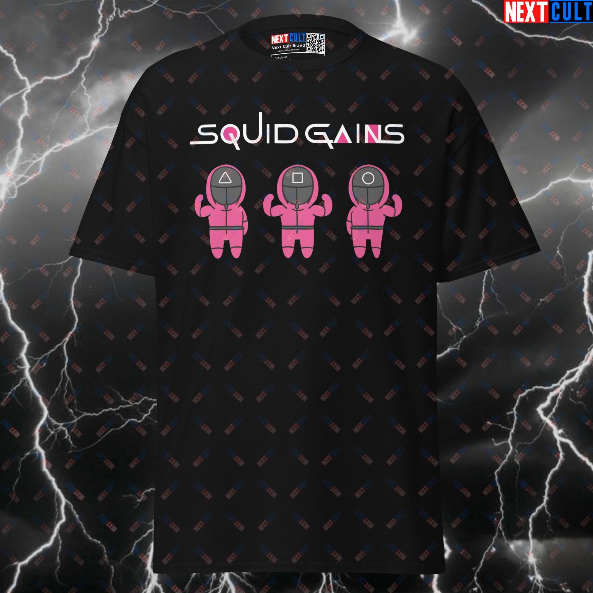 Squid Gains Funny Gym T-Shirt - Meme Workout Tee & Pump Cover for Lifters T-shirts Bodybuilding Fitness Gym Pump Cover Squid Game TV Workout Next Cult Brand