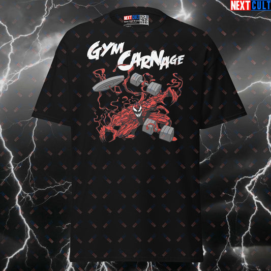 Gym Carnage Supervillain Pump Cover Tee - Funny Graphic Gym Shirt for Lifters & Bodybuilding Gains T-shirts Bodybuilding Fitness Gym Powerlifting Pump Cover Superheroes Venom Workout Next Cult Brand