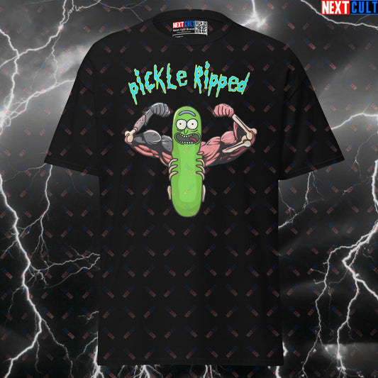 Pickle Ripped Funny Pickle Rick Gym T-Shirt - Meme Fitness Pump Cover Tee for Lifters & Gymbros T-shirts Bodybuilding Fitness Gym Pump Cover Rick and Morty TV Workout Next Cult Brand