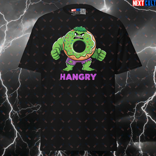 Hangry Hulk Donut Funny Gym Shirt - Superhero Meme Graphic Tee for Lifters & Bodybuilding Pump Cover T-shirts Fast Food Films Fitness Gym Hulk Pump Cover Superheroes Workout Next Cult Brand