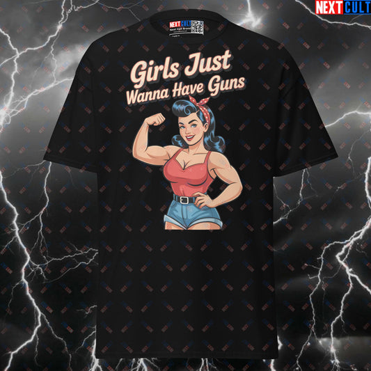 Girls Just Wanna Have Guns Gym Shirt | Funny Workout Meme Tee for Huge Arms & Gains | Pump Cover Top T-shirts Bodybuilding Fitness Gym Pump Cover Workout Next Cult Brand
