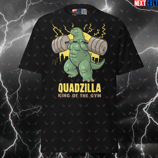 Quadzilla Funny Gym T-Shirt: King Of The Gym Meme Tee For Leg Day Gains & Monster Pump Cover T-shirts Bodybuilding Films Fitness Gym Leg Day Powerlifting Pump Cover Workout Next Cult Brand