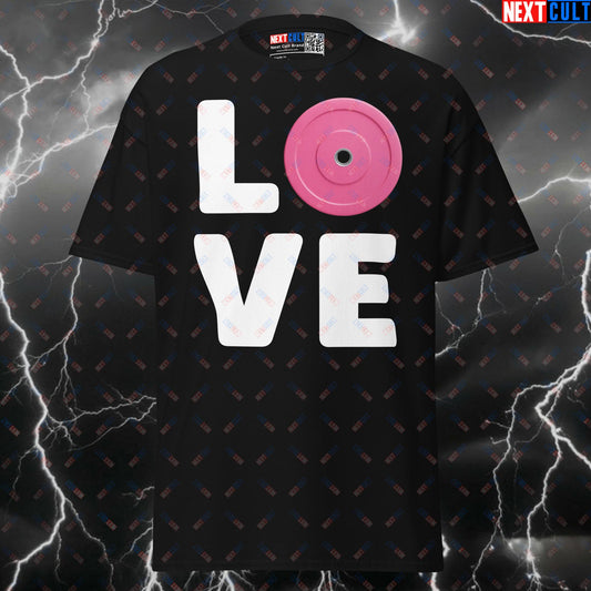 Funny Gym Valentine's Day T-Shirt | I Love Lifting & Pink Bumper Plate Graphic Tee Pump Cover T-shirts Bodybuilding Fitness Gym Powerlifting Pump Cover Valentine's Day Workout Next Cult Brand