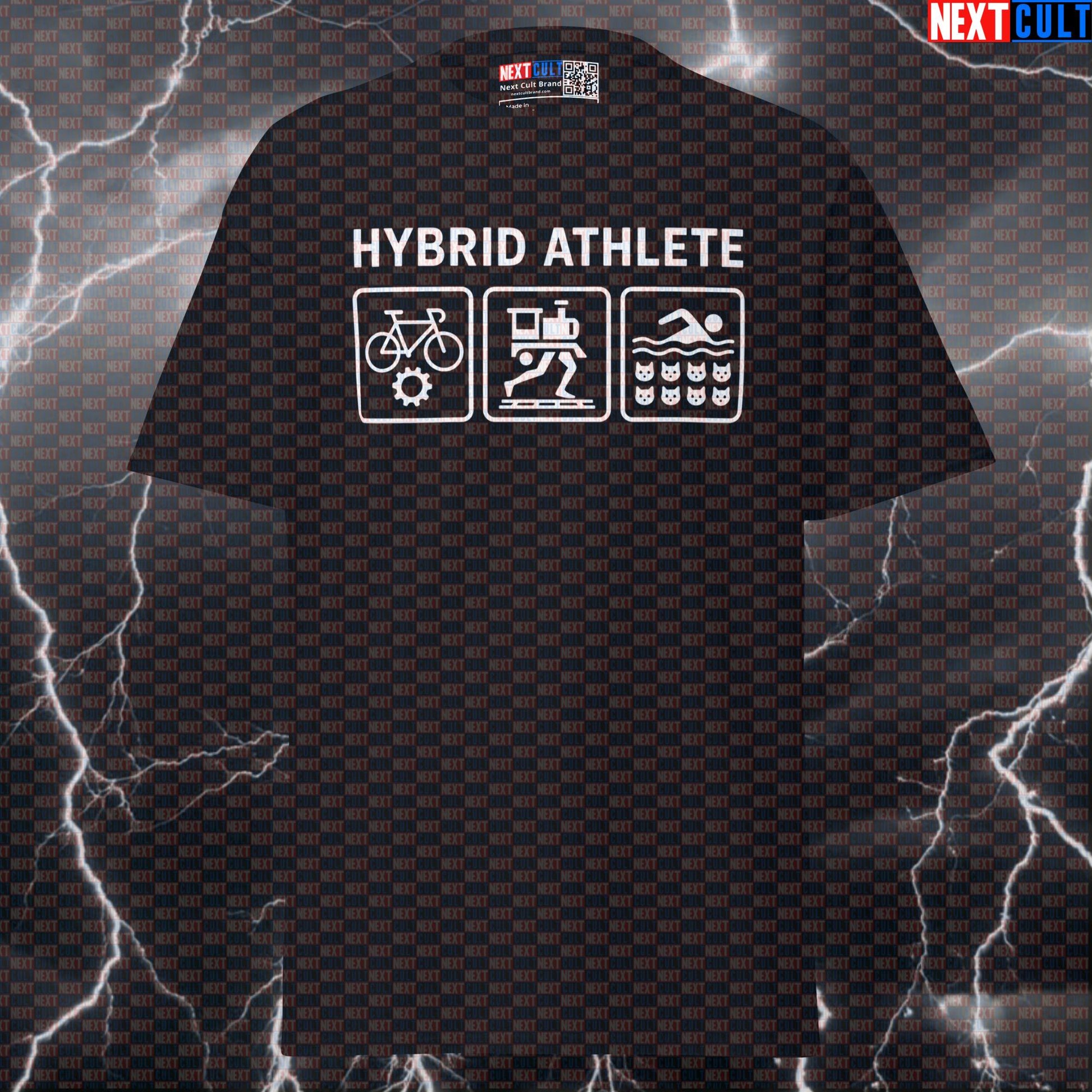Funny Gym Shirt for Hybrid Athletes | Cycle Gear Run Trains Swim In Pussy Gym Meme Tee Pump Cover Top T-shirts Bodybuilding Cardio Fitness Functional Fitness Gym Powerlifting Pump Cover Steroids Workout Next Cult Brand