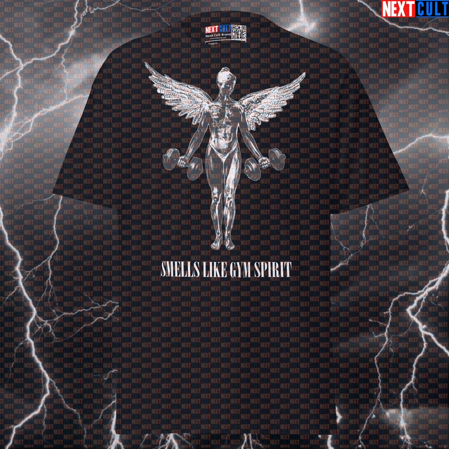 Smells Like Gym Spirit Funny Gym Shirt | Grunge Workout & Pump Cover Tee for Lifters & Gymbros T-shirts Bodybuilding Fitness Gym Nirvana Powerlifting Pump Cover Rock Music Workout Next Cult Brand