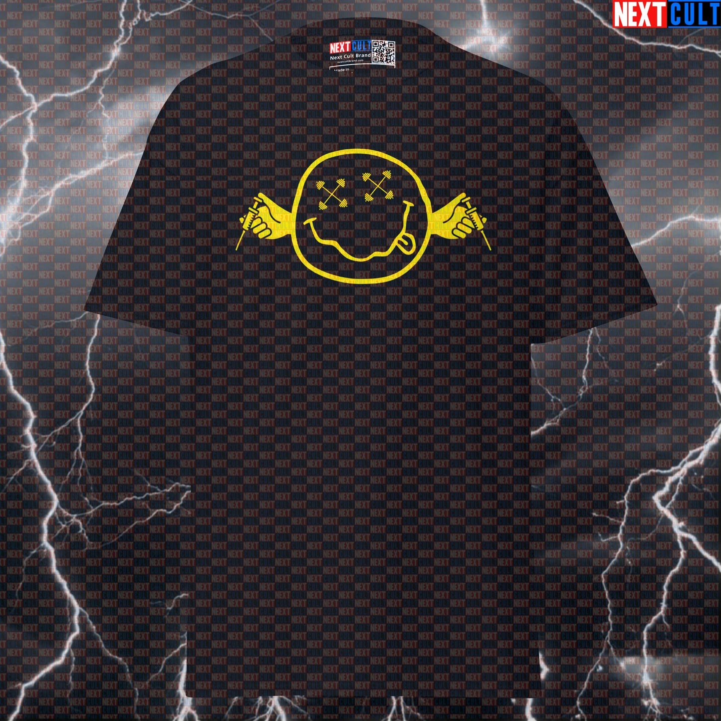 Smells Like Tren Spirit Funny Gym Shirt | Not Natty Nirvana Graphic Tee for Lifters & Gymbros T-shirts Bodybuilding Fitness Gym Nirvana Powerlifting Pump Cover Rock Music Steroids Workout Next Cult Brand