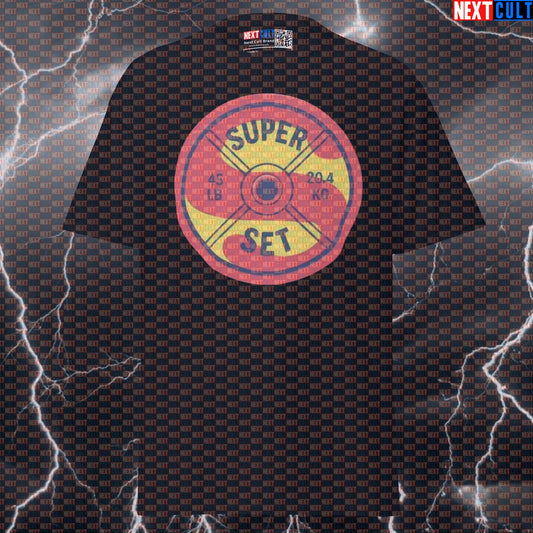 Super Set Superman Funny Gym Shirt - Graphic Tee For Lifters & Gymbros Seeking Gains Pump Cover Top T-shirts Bodybuilding Fitness Gym Powerlifting Pump Cover Superheroes Superman Workout Next Cult Brand